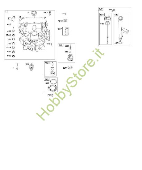 E - Coppa olio, pompa olio, complessivo astina/tubetto di misurazione B&S - 44 €¦ 44R577-0001-H1 brand Stihl